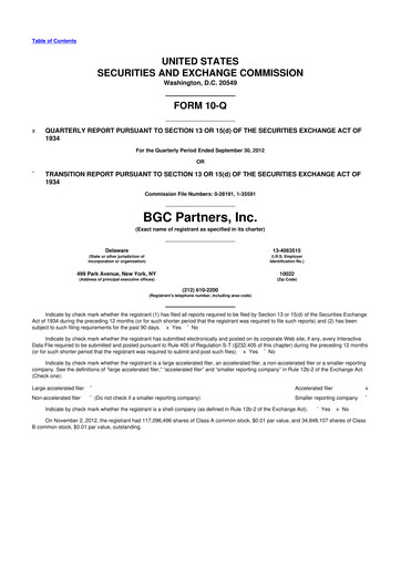 Thumbnail BGC Group
 10-Q Quarterly Report FY2012 