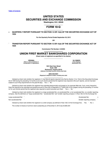 Vorschaubild Atlantic Union Bankshares 10-Q Quartalsbericht 2012 