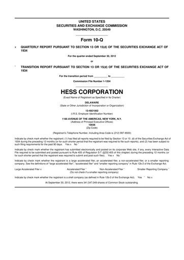 Thumbnail Hess 10-Q Quarterly Report FY2012 