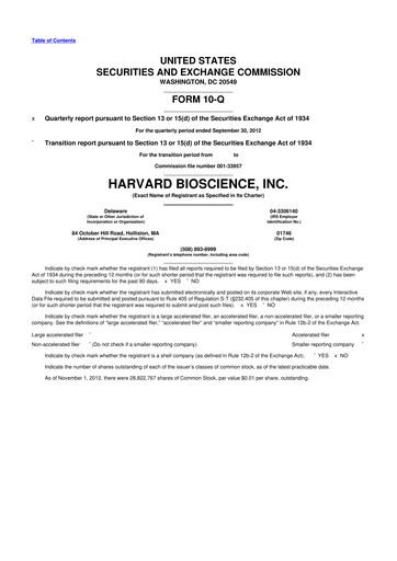 Vorschaubild Harvard Bioscience 10-Q Quartalsbericht 2012 