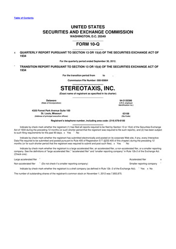 Thumbnail Stereotaxis 10-Q Quarterly Report FY2012 