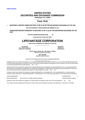 Thumbnail Lifevantage 10-Q Quarterly Report FY 