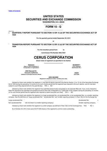 Thumbnail Cerus Corporation 10-Q Quarterly Report FY2012 
