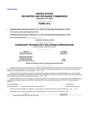 Thumbnail Cognizant Technology Solutions  10-Q Quarterly Report FY2012 