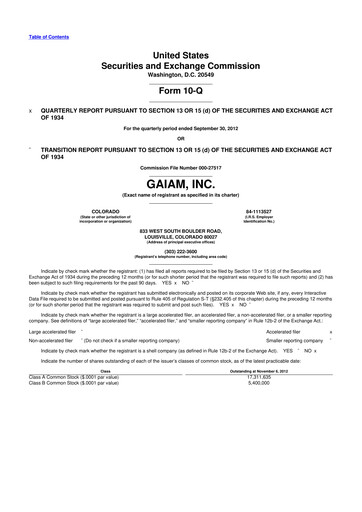 Thumbnail Gaia 10-Q Quarterly Report FY 