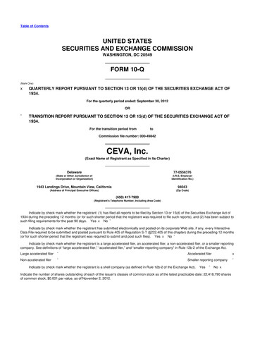Vorschaubild CEVA
 10-Q Quartalsbericht 2012 