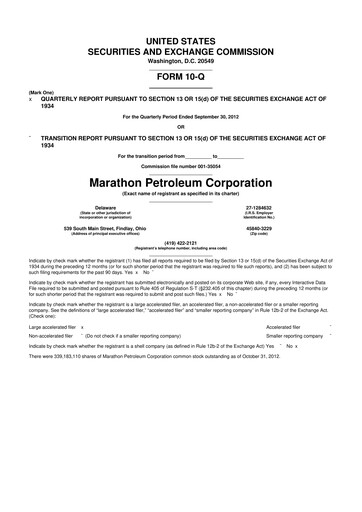 Thumbnail Marathon Petroleum 10-Q Quarterly Report FY2012 