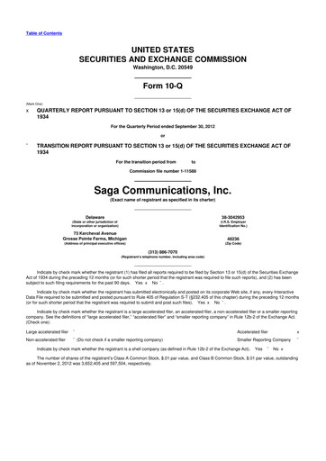 Thumbnail Saga Communications 10-Q Quarterly Report FY2012 