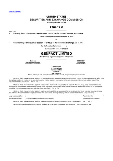 Vorschaubild Genpact 10-Q Quartalsbericht 2012 