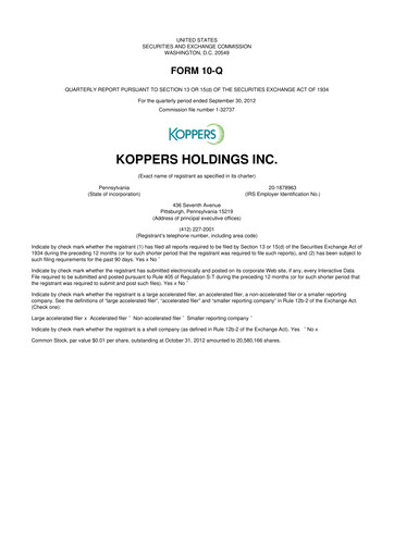 Vorschaubild Koppers Holdings 10-Q Quartalsbericht 2012 