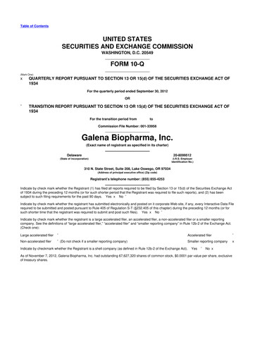 Miniature SELLAS Life Sciences 10-Q Rapport trimestriel 2012 