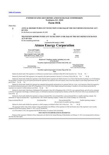 Thumbnail Atmos Energy 10-K Annual Report 2012