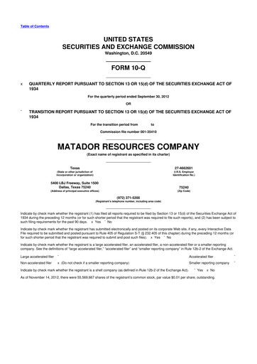 Thumbnail Matador Resources 10-Q Quarterly Report FY2012 