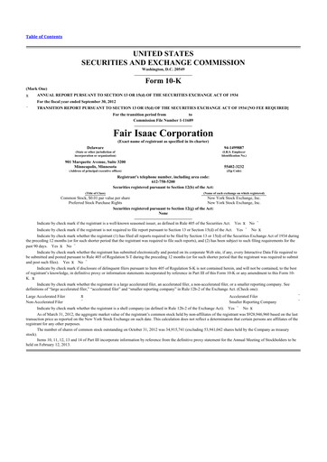 Thumbnail Fair Isaac (FICO) 10-K Annual Report 2012