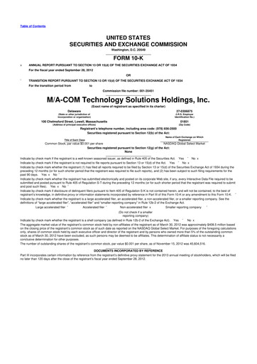 Thumbnail MACOM Technology Solutions 10-K Annual Report 2012