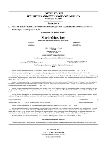 Thumbnail MarineMax 10-K Annual Report 2012