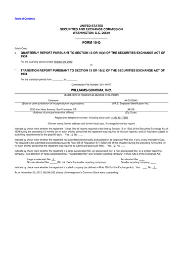 Thumbnail Williams-Sonoma 10-Q Quarterly Report FY2012 