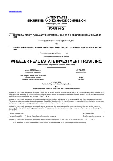 Thumbnail Wheeler Real Estate Investment Trust 10-Q Quarterly Report FY 