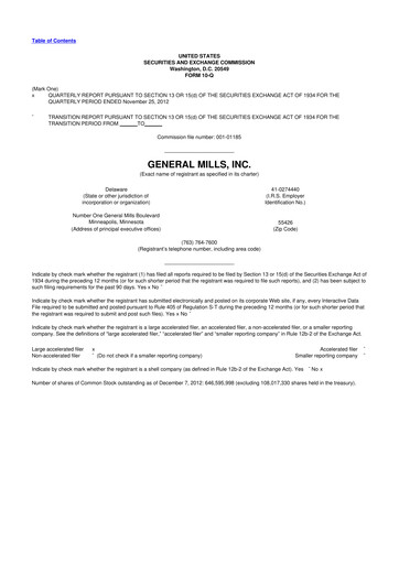 Thumbnail General Mills 10-Q Quarterly Report FY2013 
