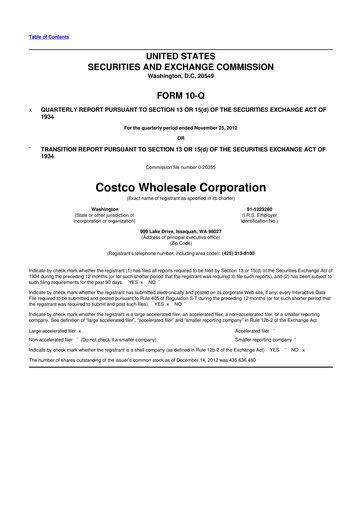 Thumbnail Costco 10-Q Quarterly Report FY2013 