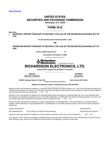 Thumbnail Richardson Electronics 10-Q Quarterly Report FY2013 