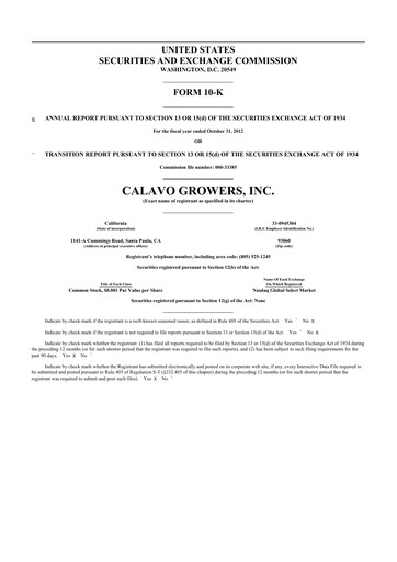 Thumbnail Calavo Growers
 10-K Annual Report 2012