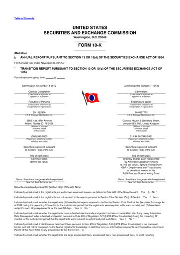 Thumbnail Carnival Corporation 10-K Annual Report 