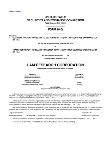 Thumbnail Lam Research 10-Q Quarterly Report FY2013 