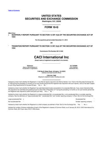 Thumbnail CACI International Inc 10-Q Quarterly Report FY2013 