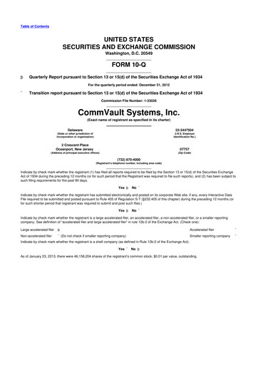 Thumbnail Commvault 10-Q Quarterly Report FY 
