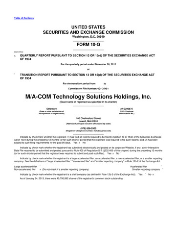 Thumbnail MACOM Technology Solutions 10-Q Quarterly Report FY2013 