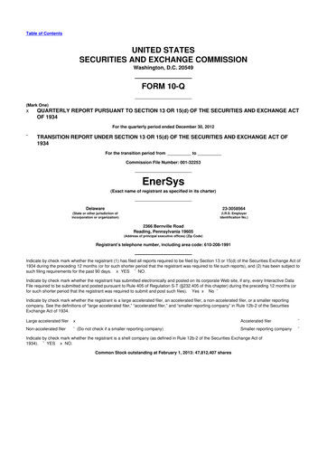 Thumbnail EnerSys 10-Q Quarterly Report FY 