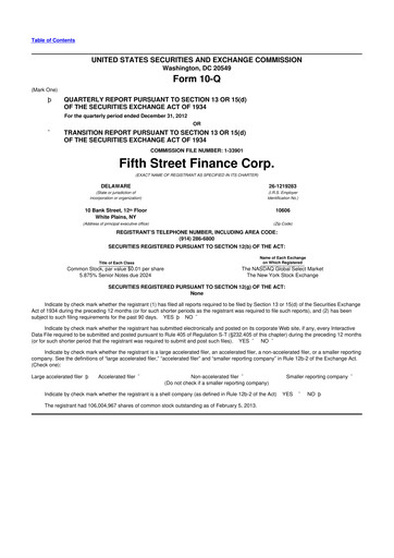 Thumbnail Oaktree Specialty Lending Corporation 10-Q Quarterly Report FY 