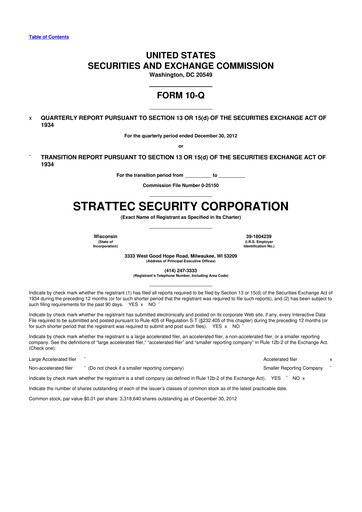 Vorschaubild Strattec Security 10-Q Quartalsbericht 2013 