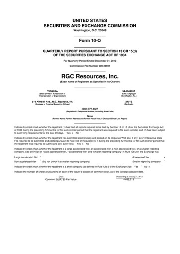 Thumbnail RGC Resources 10-Q Quarterly Report FY 