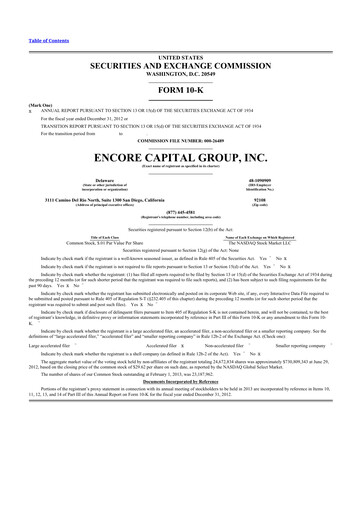 Thumbnail Encore Capital Group 10-K Annual Report 2012
