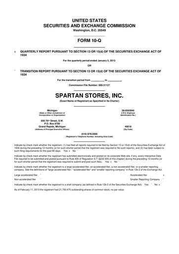 Miniature SpartanNash
 10-Q Rapport trimestriel 2013 