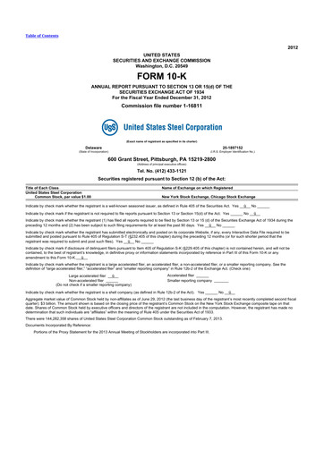 Thumbnail U.S. Steel
 10-K Annual Report 2012