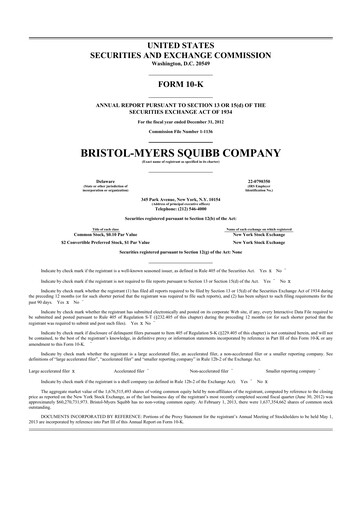 Thumbnail Bristol-Myers Squibb 10-K Annual Report 2012