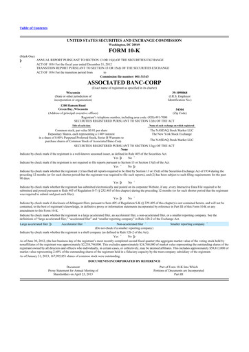 Thumbnail Associated Banc-Corp
 10-K Annual Report 2012