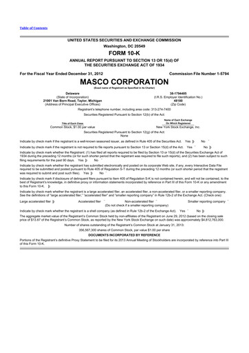 Thumbnail Masco 10-K Annual Report 2012