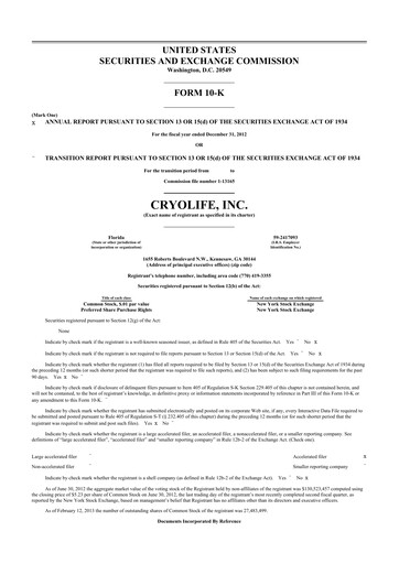 Thumbnail Artivion 10-K Annual Report 2012