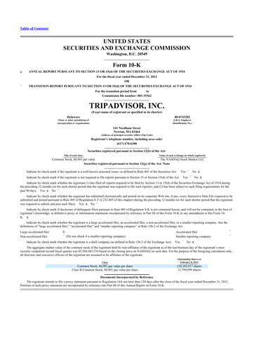 Thumbnail TripAdvisor 10-K Annual Report 2012