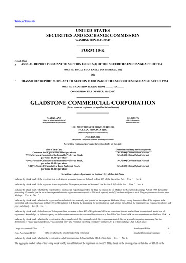 Thumbnail Gladstone Commercial 10-K Annual Report 2012
