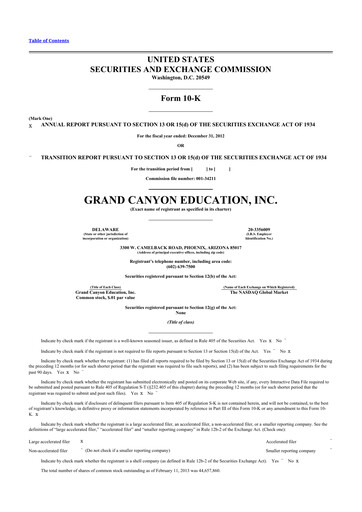 Thumbnail Grand Canyon Education 10-K Annual Report 2012