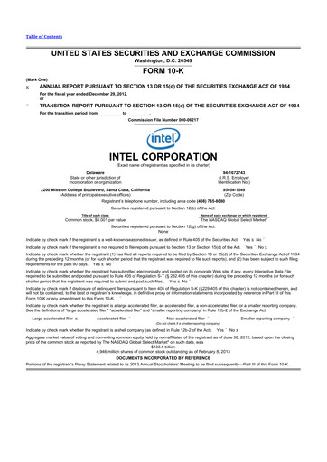 Thumbnail Intel 10-K Annual Report 2012