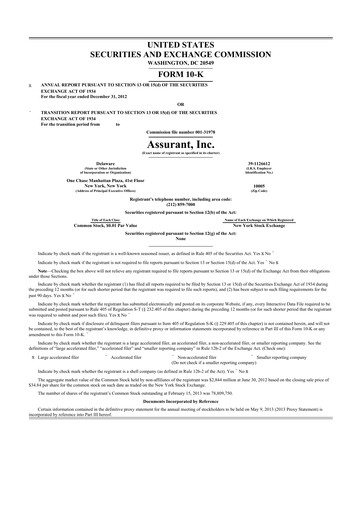 Thumbnail Assurant 10-K Annual Report 2012