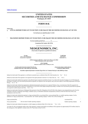 Thumbnail NeoGenomics
 10-K Annual Report 2012