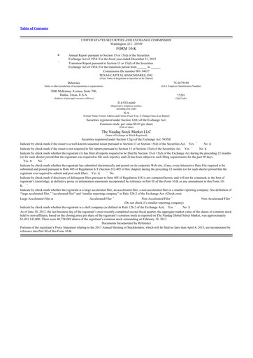 Thumbnail Texas Capital Bancshares 10-K Annual Report 2012