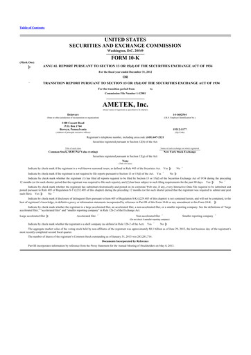 Thumbnail Ametek 10-K Annual Report 2012